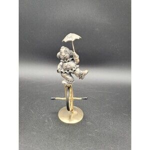 George Good Clown Figurine Pewter Clown holding Umbrella on a Unicycle